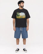 Mockup Boxy Heavyweight Tee Black male full-body 07