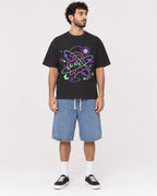 Mockup Boxy Heavyweight Tee Black male full-body 27