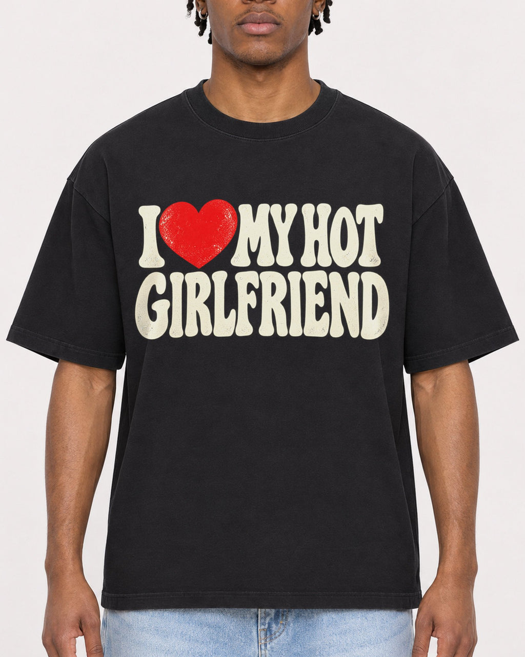 Mockup Boxy Heavyweight Tee Black male close-up 05