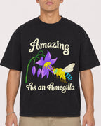 Mockup Boxy Heavyweight Tee Black male close-up 16