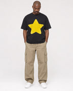 Mockup Boxy Heavyweight Tee Black male full-body 44