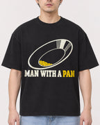 Mockup Boxy Heavyweight Tee Black male close-up 13