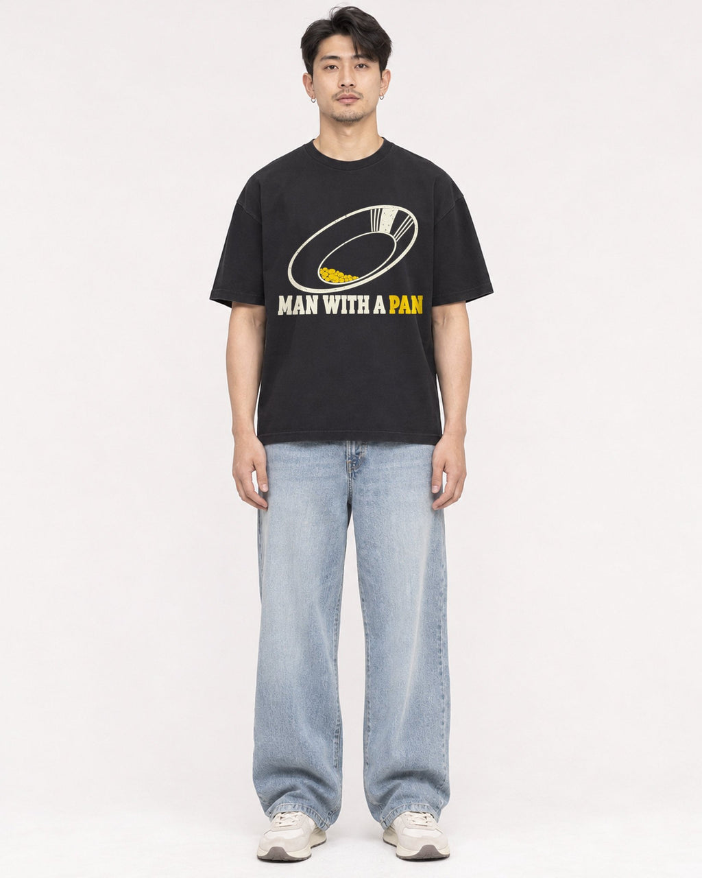 Mockup Boxy Heavyweight Tee Black male full-body 13