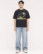 Mockup Boxy Heavyweight Tee Black male full-body 13