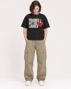 Mockup Boxy Heavyweight Tee Black female full-body 18