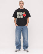 Mockup Boxy Heavyweight Tee Black male full-body 18