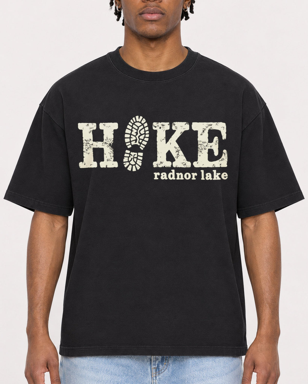 Mockup Boxy Heavyweight Tee Black male close-up 05