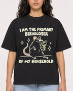 Mockup Boxy Heavyweight Tee Black female close-up 07