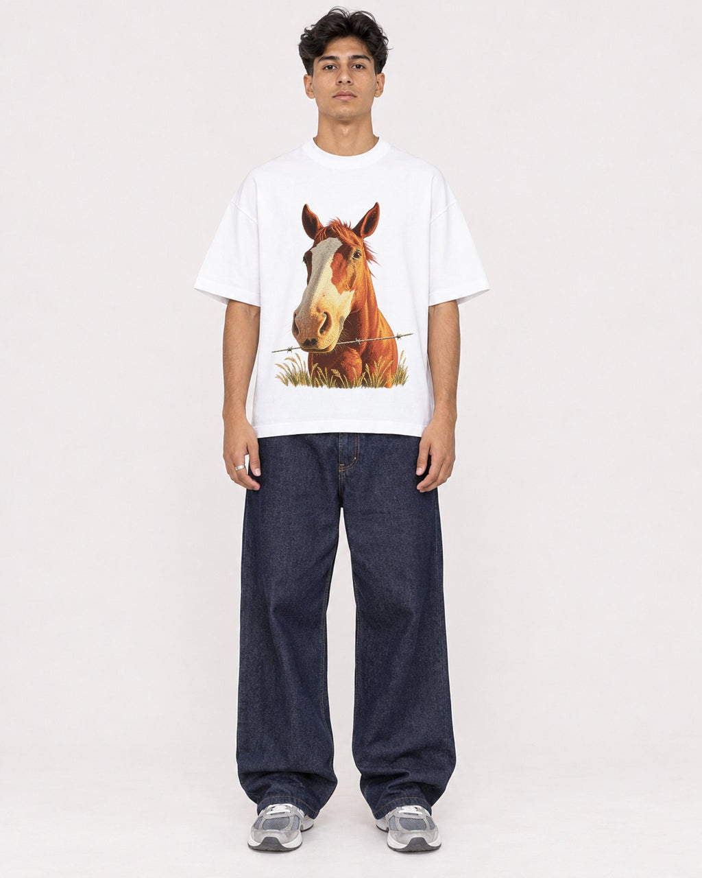 Mockup Boxy Heavyweight Tee White male full-body 16