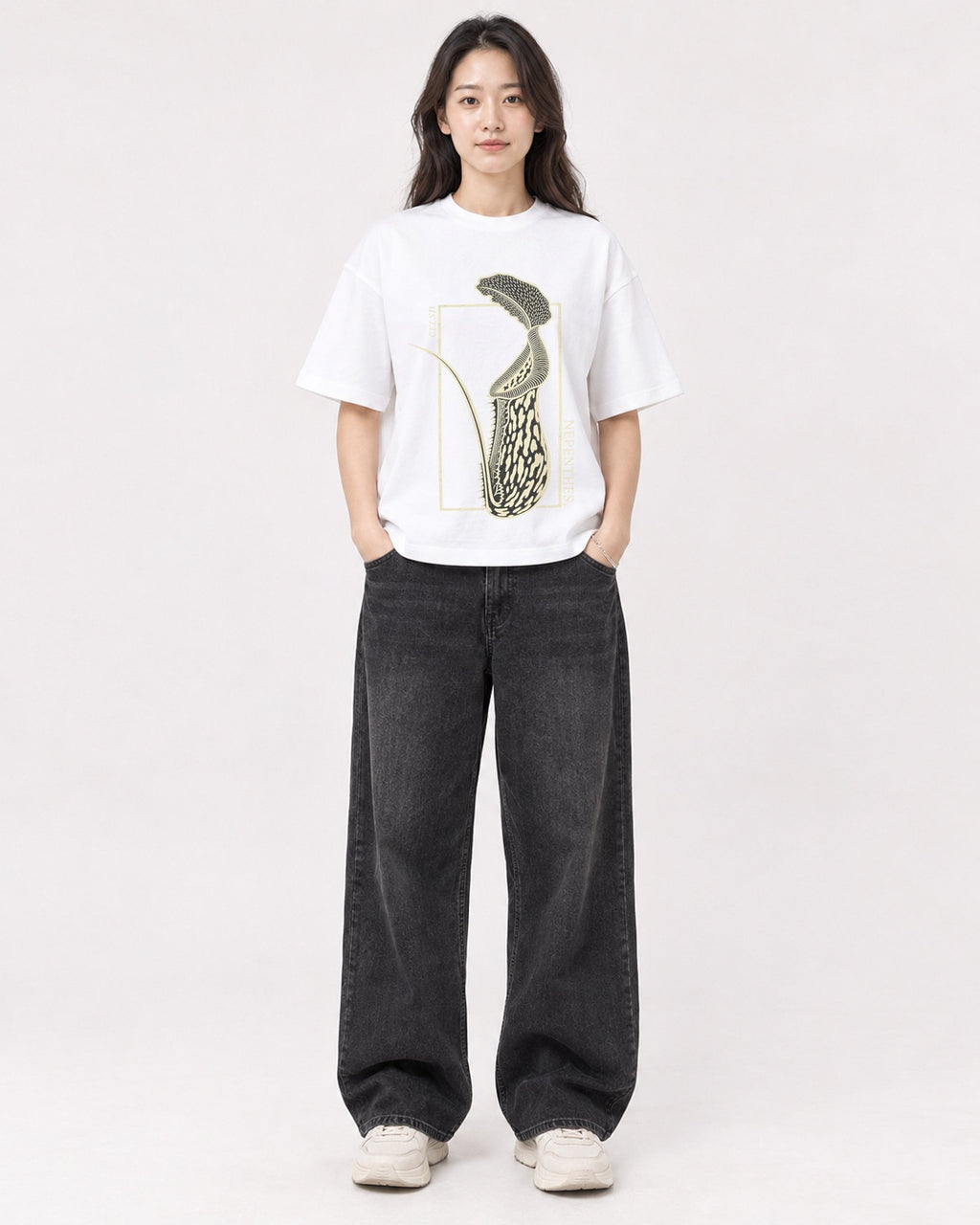 Mockup Boxy Heavyweight Tee White female full-body 03