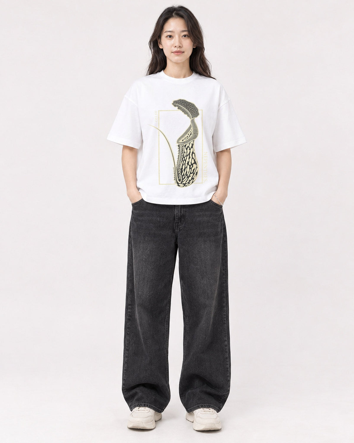 Mockup Boxy Heavyweight Tee White female full-body 03