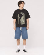 Mockup Boxy Heavyweight Tee Black male full-body 03