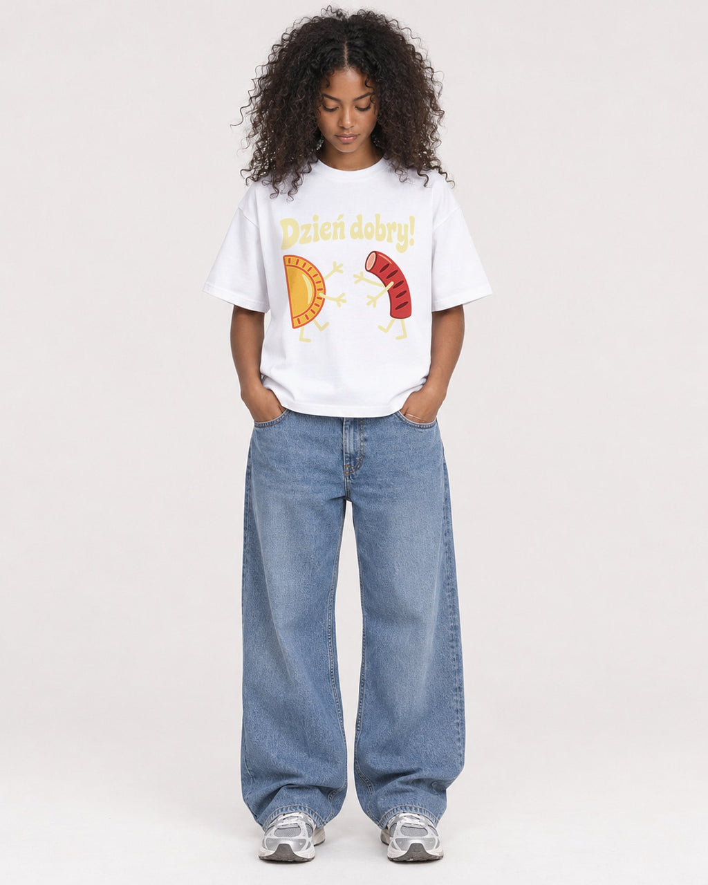 Mockup Boxy Heavyweight Tee White female full-body 05