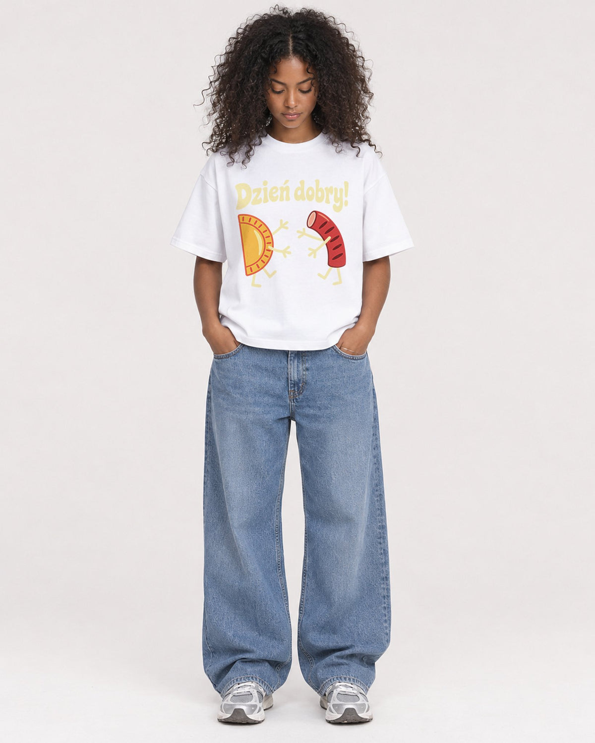 Mockup Boxy Heavyweight Tee White female full-body 05