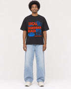 Mockup Boxy Heavyweight Tee Black male full-body 45