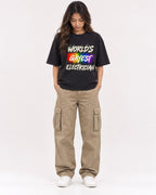 Mockup Boxy Heavyweight Tee Black female full-body 02