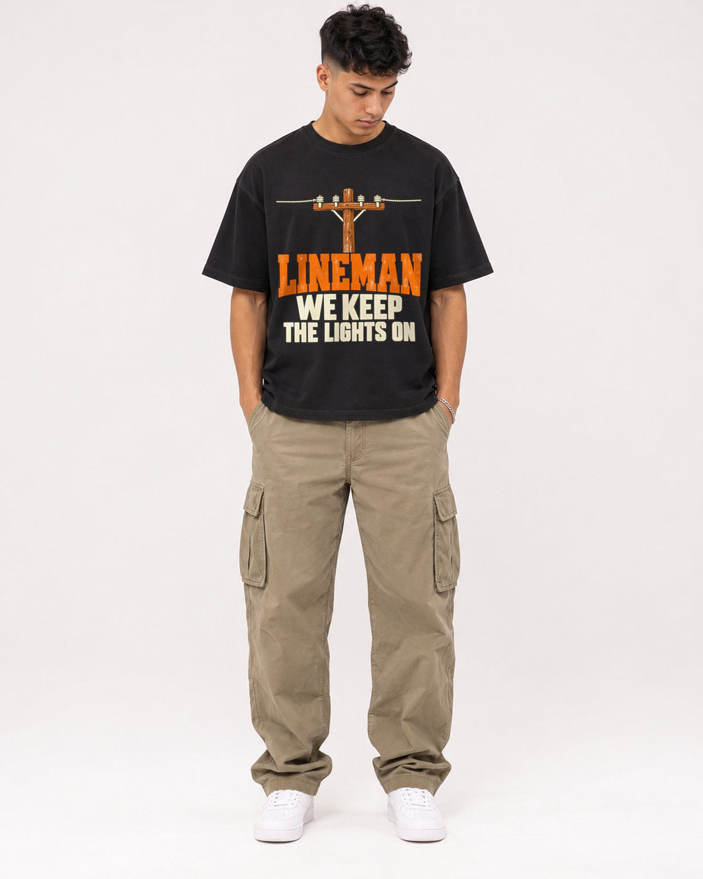 Mockup Boxy Heavyweight Tee Black male full-body 16