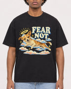 Mockup Boxy Heavyweight Tee Black male close-up 45