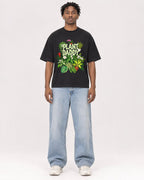 Mockup Boxy Heavyweight Tee Black male full-body 05