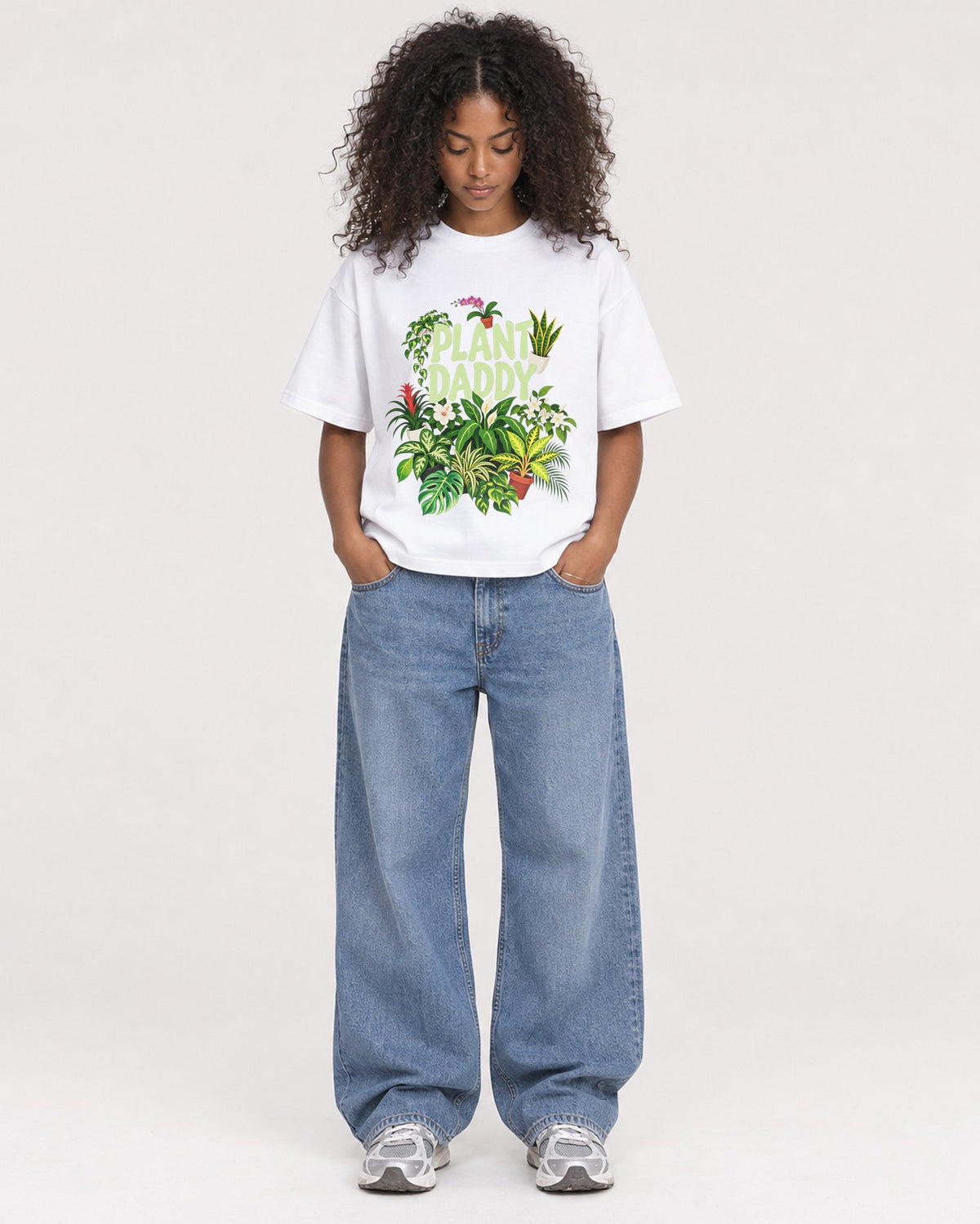 Mockup Boxy Heavyweight Tee White female full-body 05