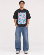 Mockup Boxy Heavyweight Tee Black male full-body 10