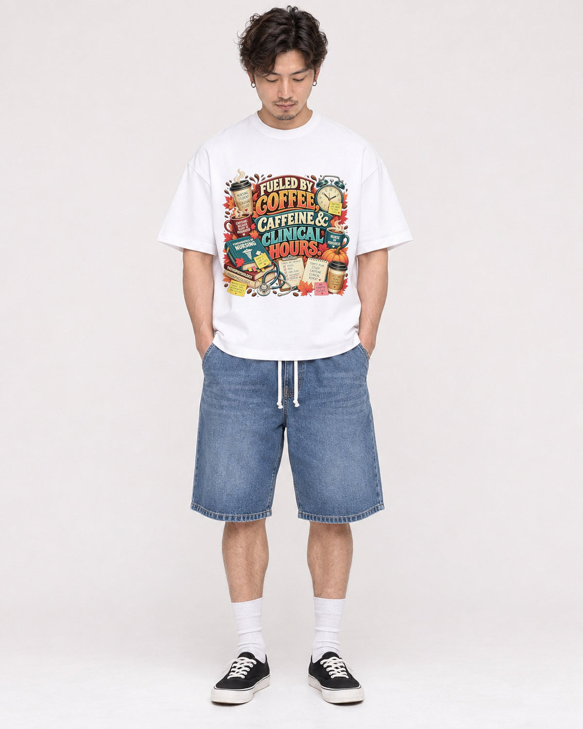 Mockup Boxy Heavyweight Tee White male full-body 03