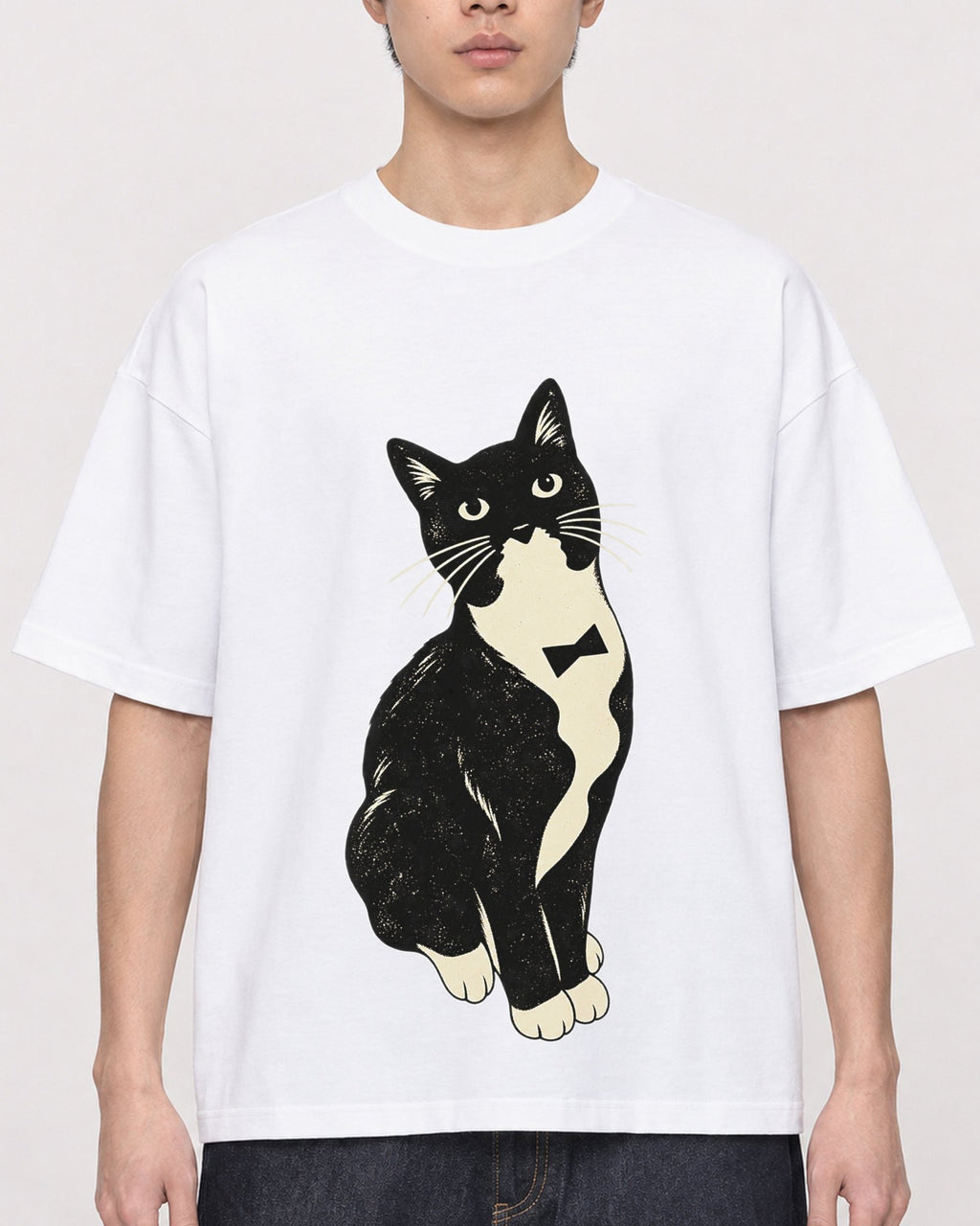 Mockup Boxy Heavyweight Tee White male close-up 01