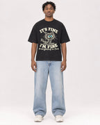 Mockup Boxy Heavyweight Tee Black male full-body 05
