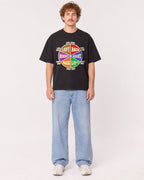 Mockup Boxy Heavyweight Tee Black male full-body 09