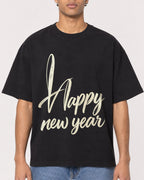Mockup Boxy Heavyweight Tee Black male close-up 10