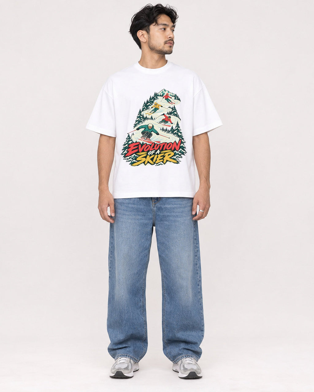 Mockup Boxy Heavyweight Tee White male full-body 02