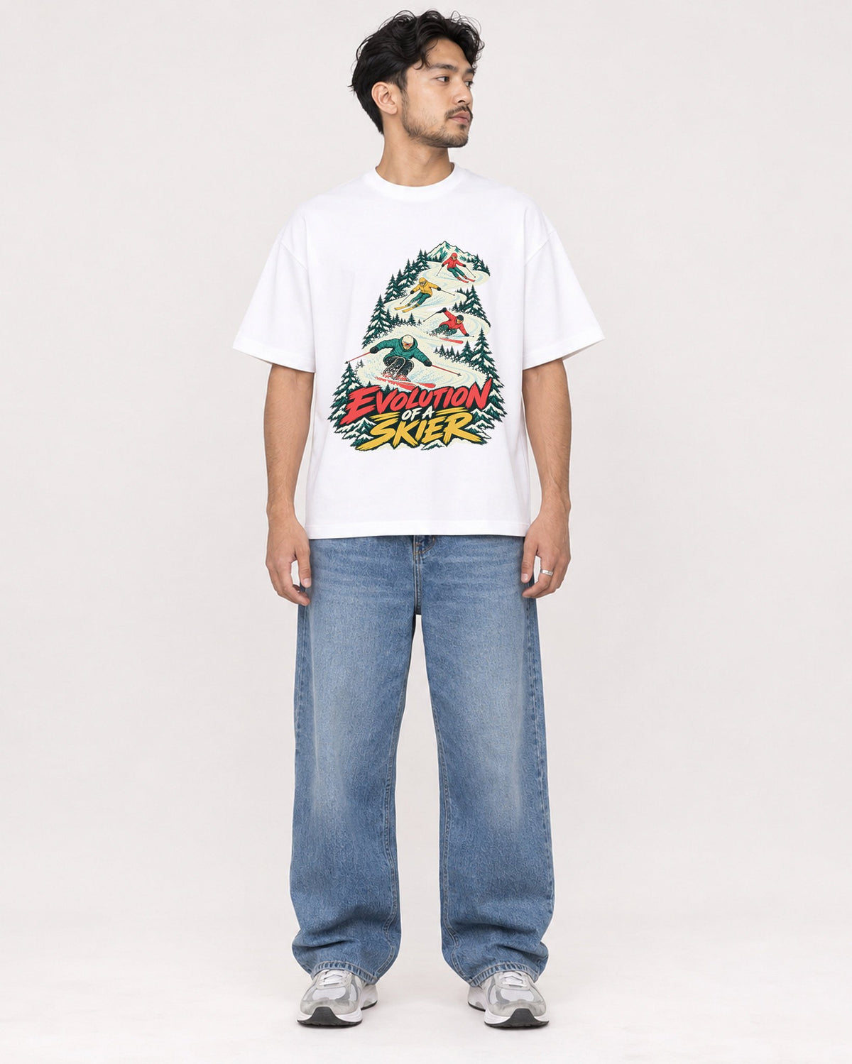 Mockup Boxy Heavyweight Tee White male full-body 02