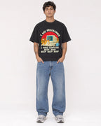 Mockup Boxy Heavyweight Tee Black male full-body 06