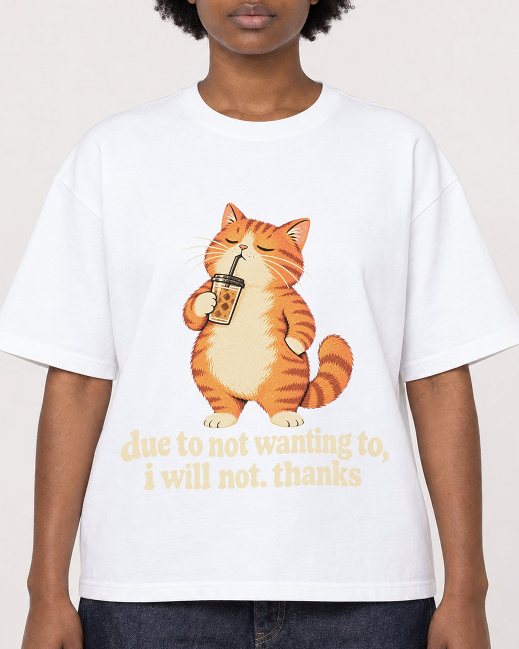 Mockup Boxy Heavyweight Tee White female close-up 14