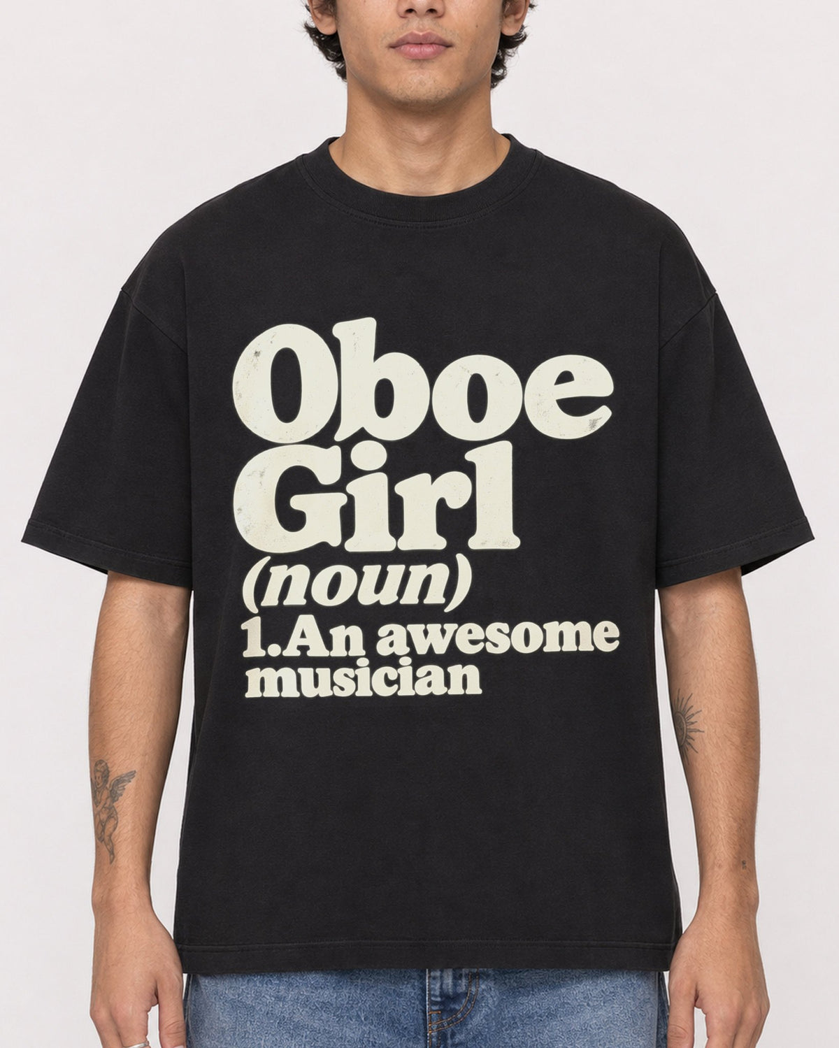Mockup Boxy Heavyweight Tee Black male close-up 06