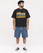 Mockup Boxy Heavyweight Tee Black male full-body 07