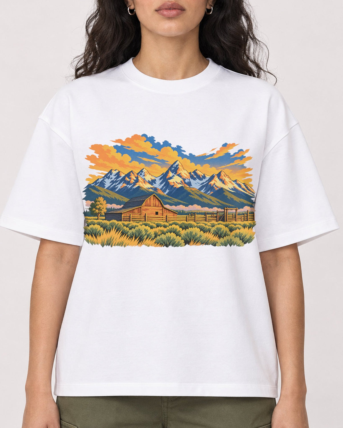 Mockup Boxy Heavyweight Tee White female close-up 07