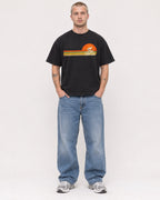 Mockup Boxy Heavyweight Tee Black male full-body 18