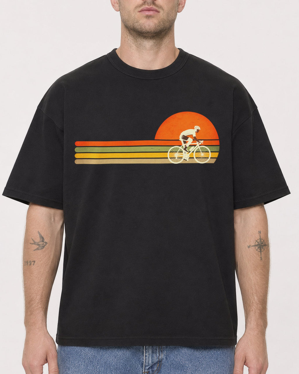 Mockup Boxy Heavyweight Tee Black male close-up 18