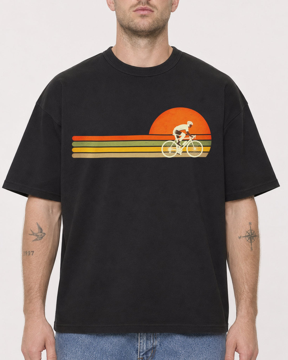 Mockup Boxy Heavyweight Tee Black male close-up 18