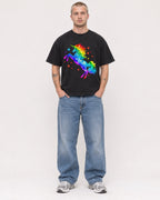 Mockup Boxy Heavyweight Tee Black male full-body 18