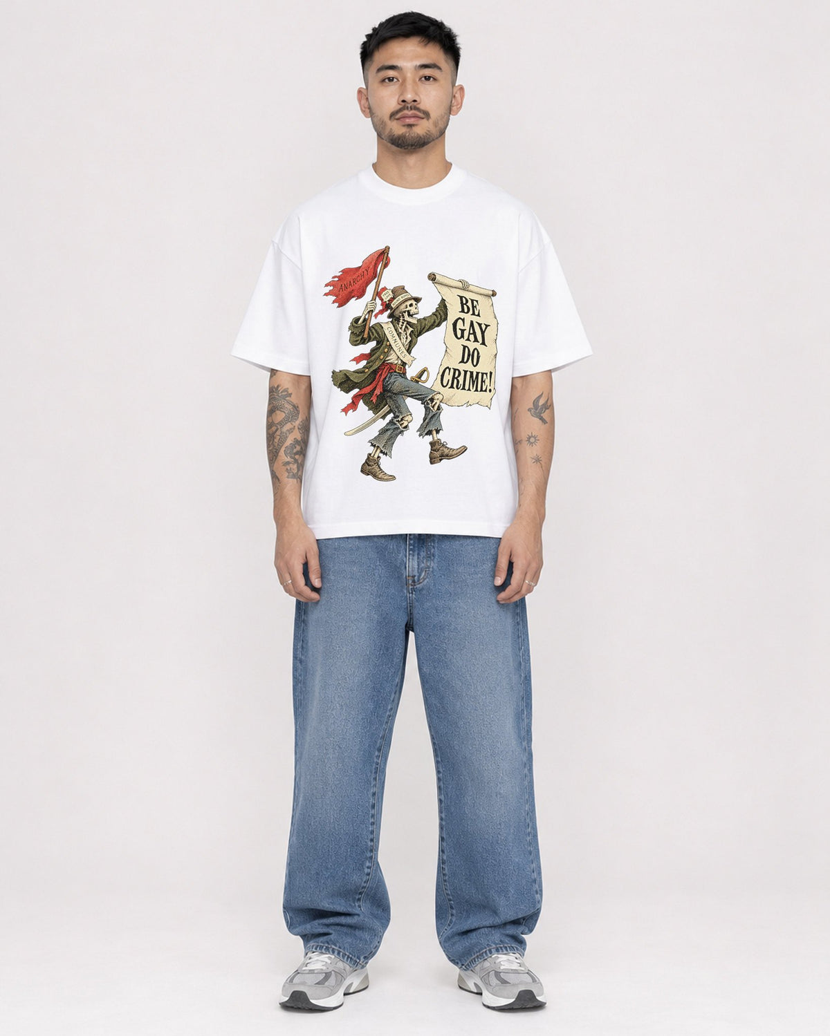 Mockup Boxy Heavyweight Tee White male full-body 12