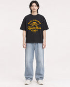 Mockup Boxy Heavyweight Tee Black male full-body 41