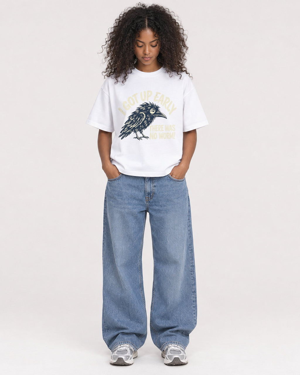 Mockup Boxy Heavyweight Tee White female full-body 05