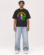 Mockup Boxy Heavyweight Tee Black male full-body 05