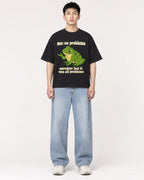 Mockup Boxy Heavyweight Tee Black male full-body 21