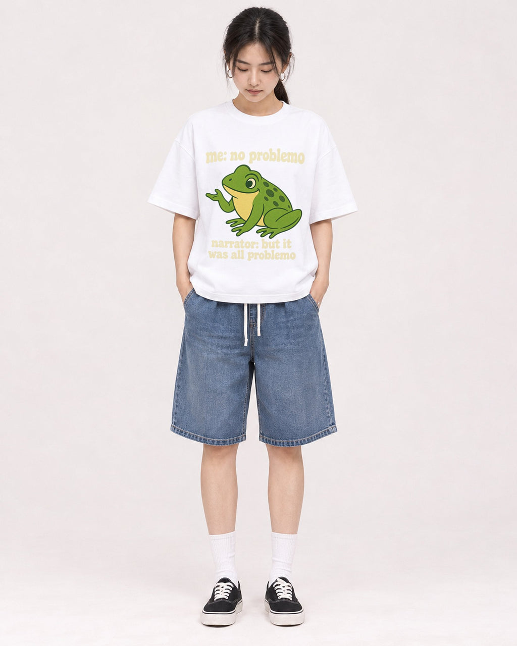 Mockup Boxy Heavyweight Tee White female full-body 21