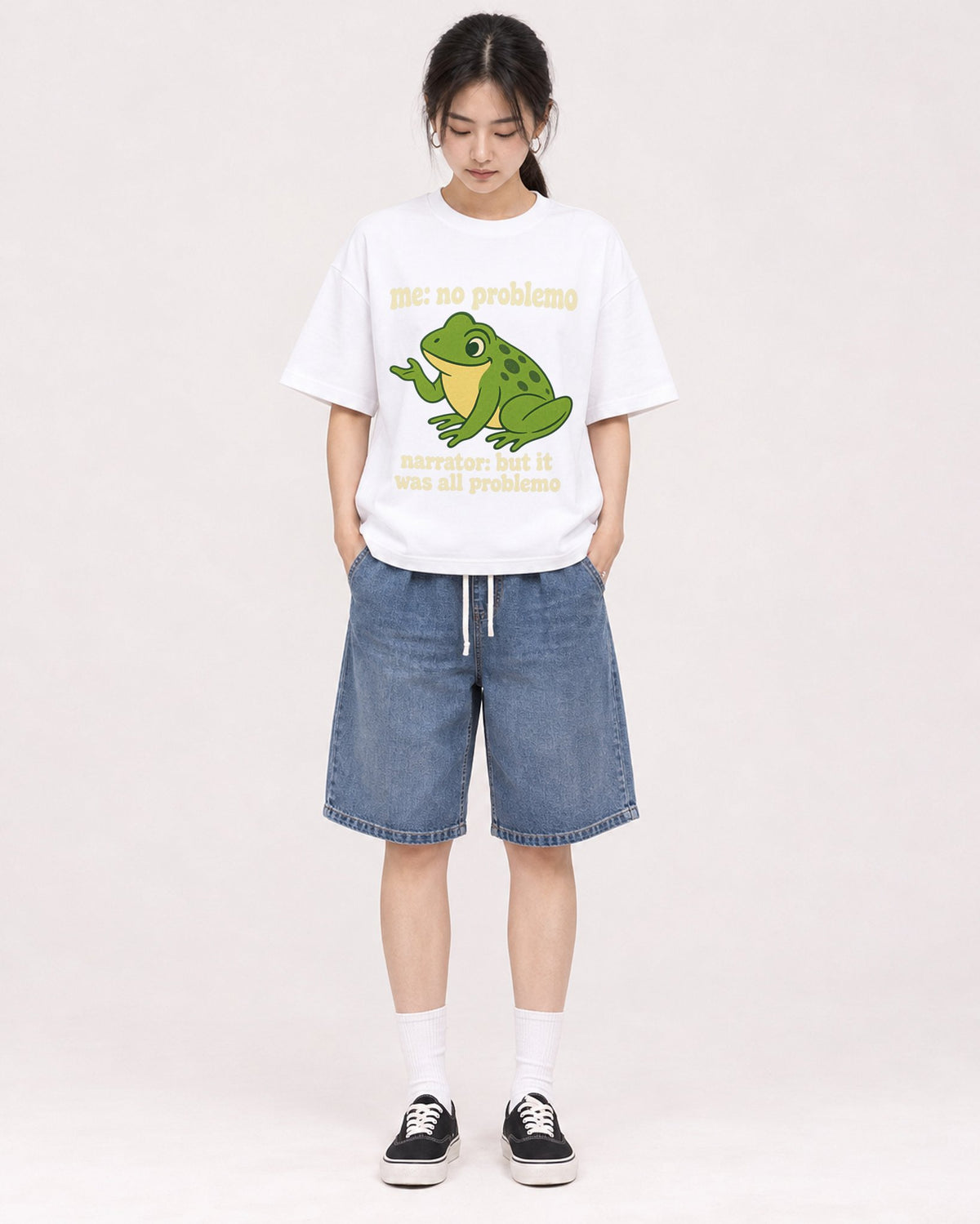 Mockup Boxy Heavyweight Tee White female full-body 21