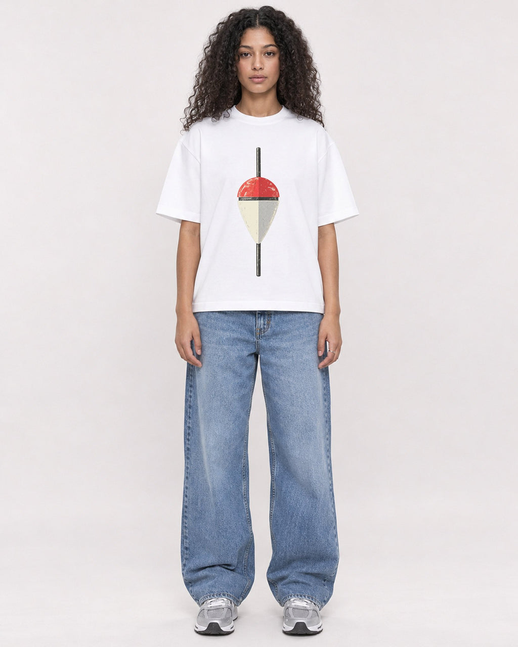 Mockup Boxy Heavyweight Tee White female full-body 10