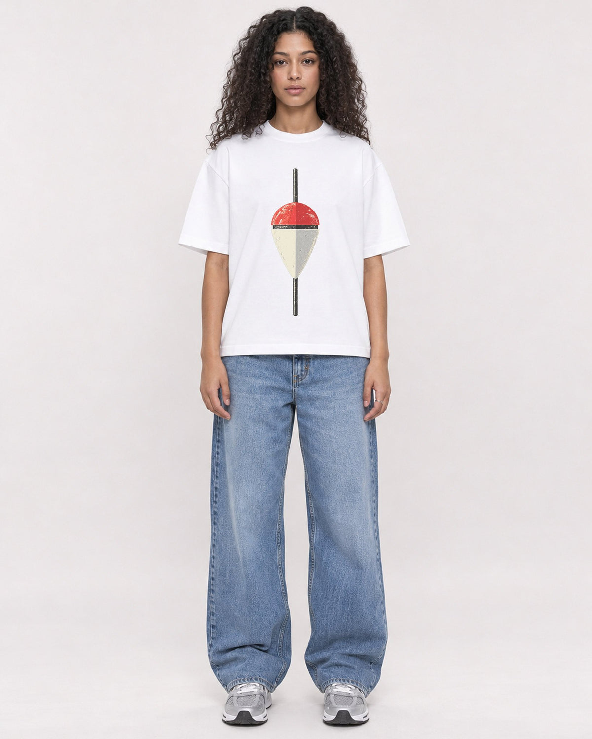 Mockup Boxy Heavyweight Tee White female full-body 10
